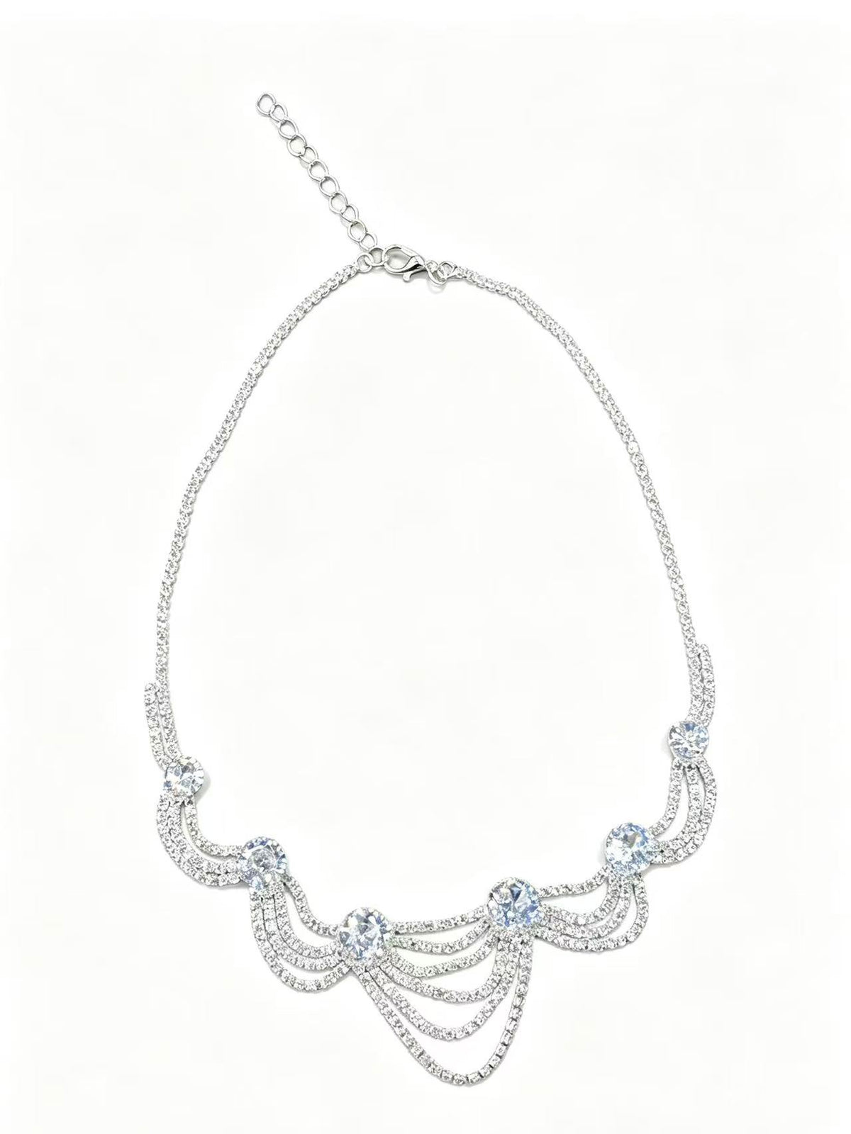 Silver-Tone Layered Chain Statement Necklace