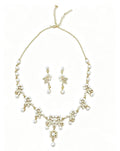 Gold-Tone Pearl Floral Drop Necklace & Earrings Set
