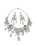 Silver-Tone Floral Chandelier Necklace & Earrings Set