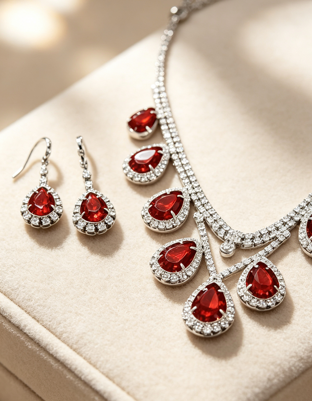 Red Teardrop Statement Jewelry Set