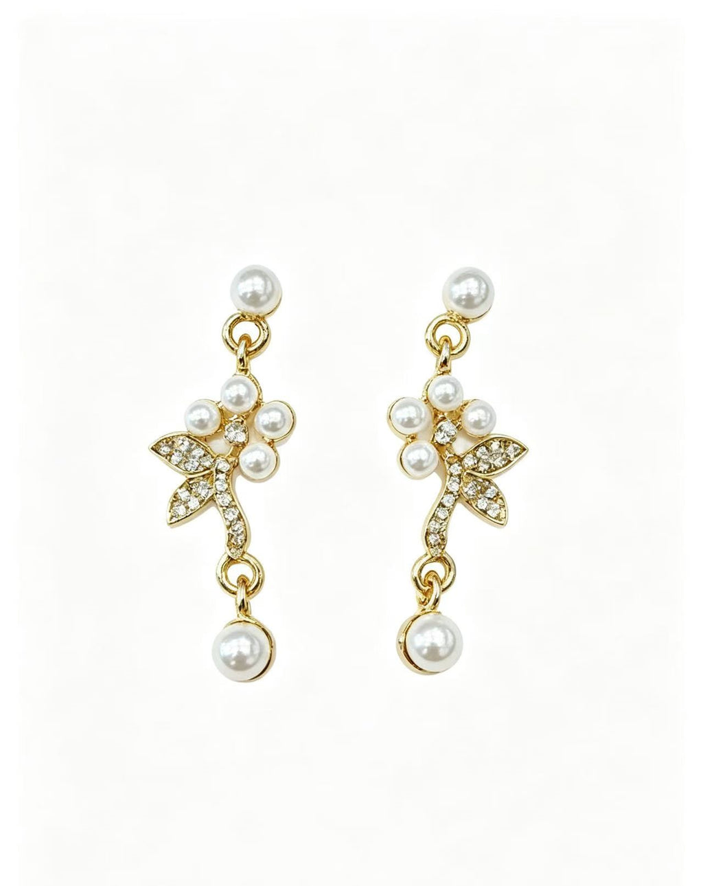 Gold-Tone Pearl Floral Drop Necklace & Earrings Set
