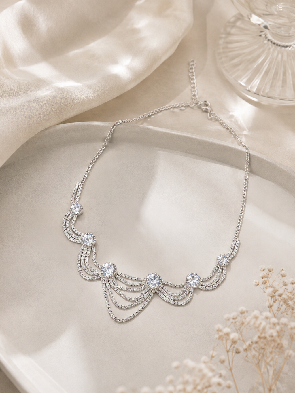 Silver-Tone Layered Chain Statement Necklace