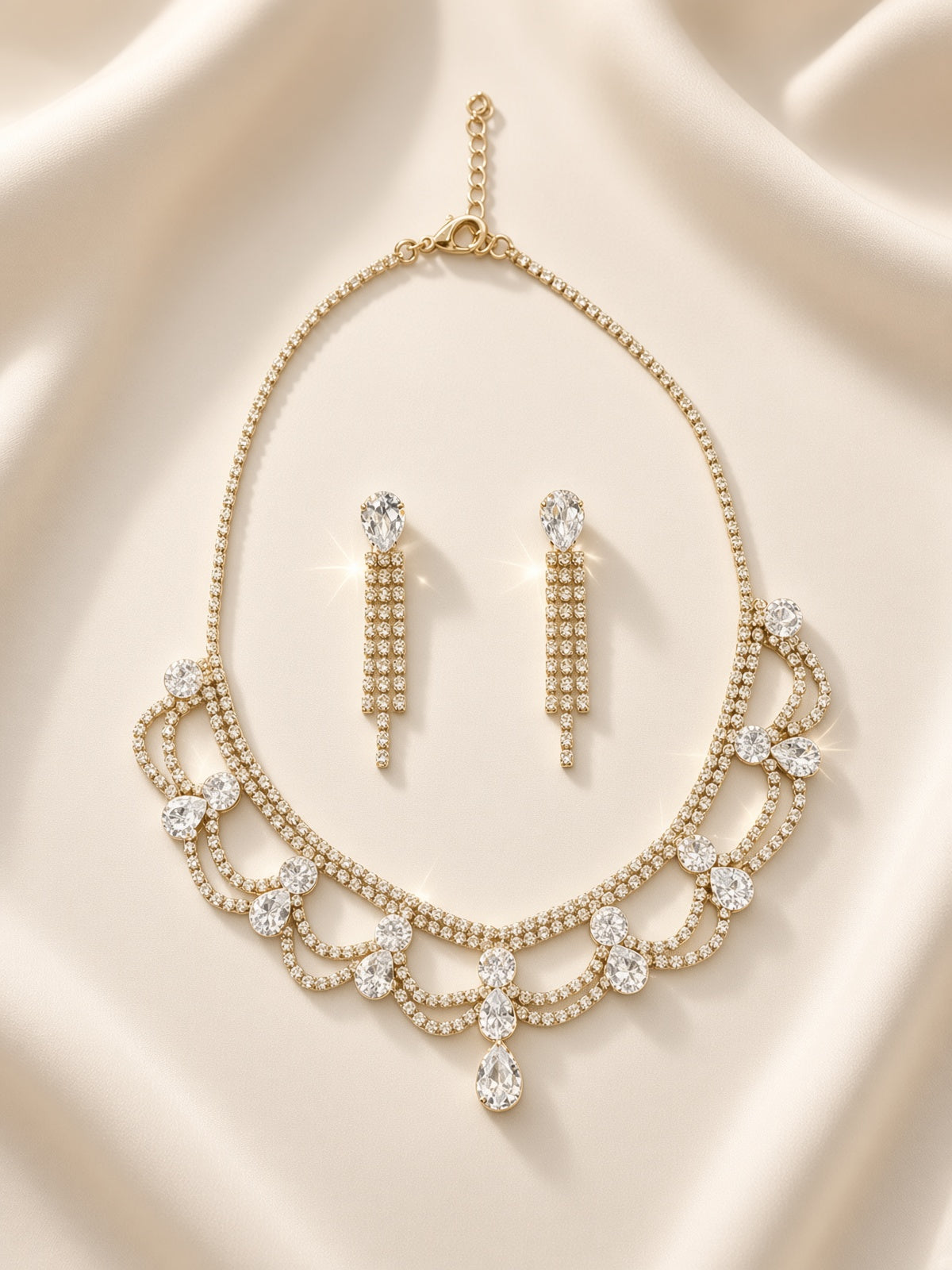 Gold-Tone Circular Detail Necklace & Earrings Set