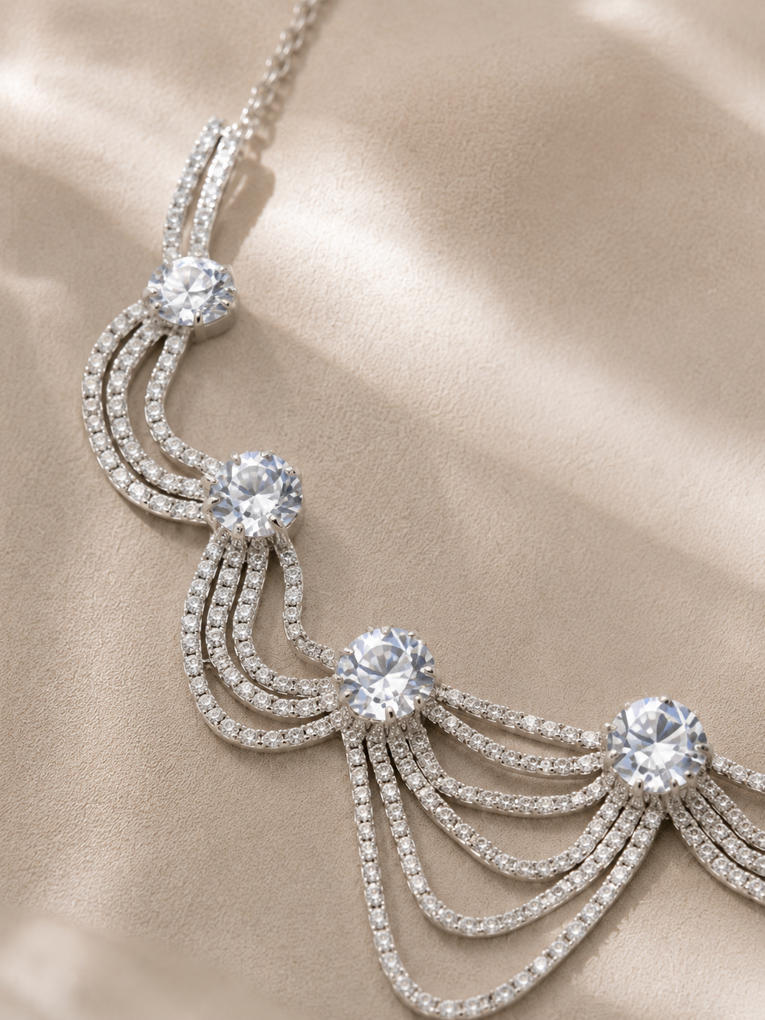 Silver-Tone Layered Chain Statement Necklace