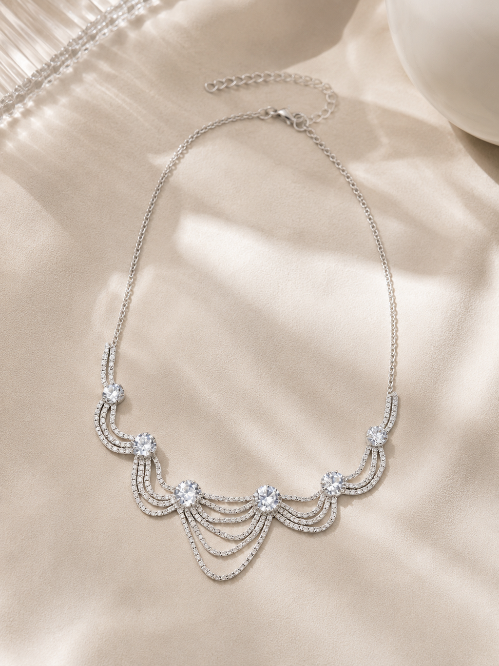 Silver-Tone Layered Chain Statement Necklace