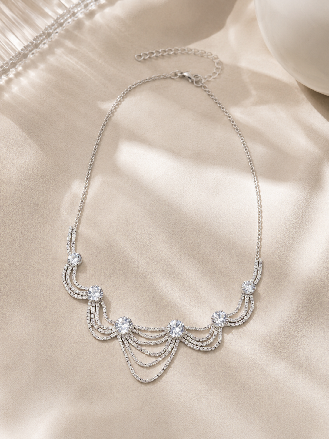 Silver-Tone Layered Chain Statement Necklace