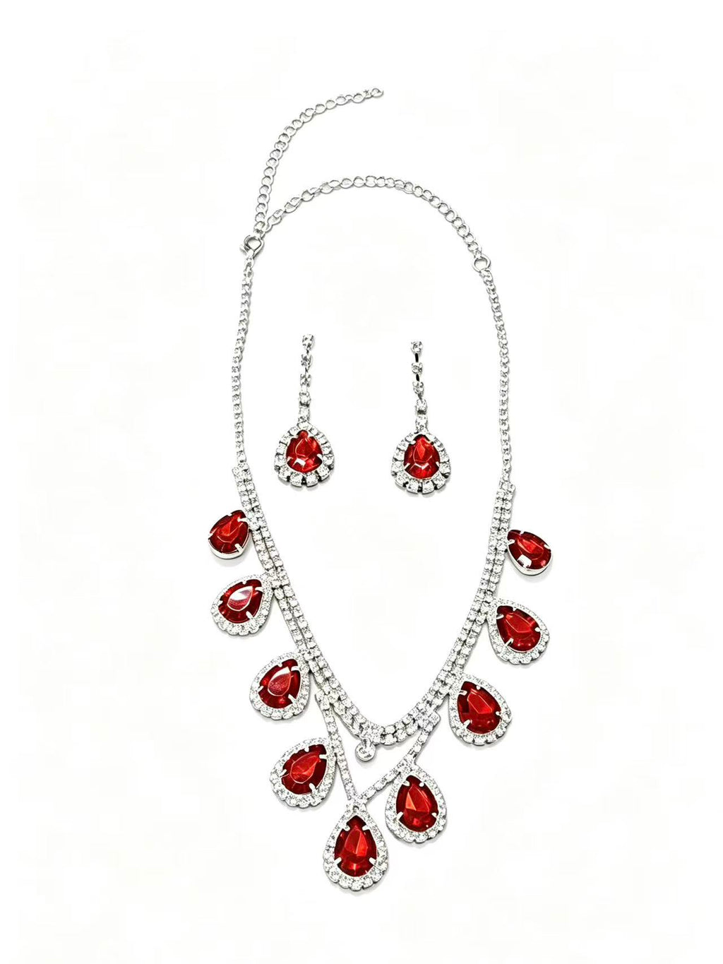 Red Teardrop Statement Jewelry Set