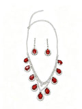 Red Teardrop Statement Jewelry Set