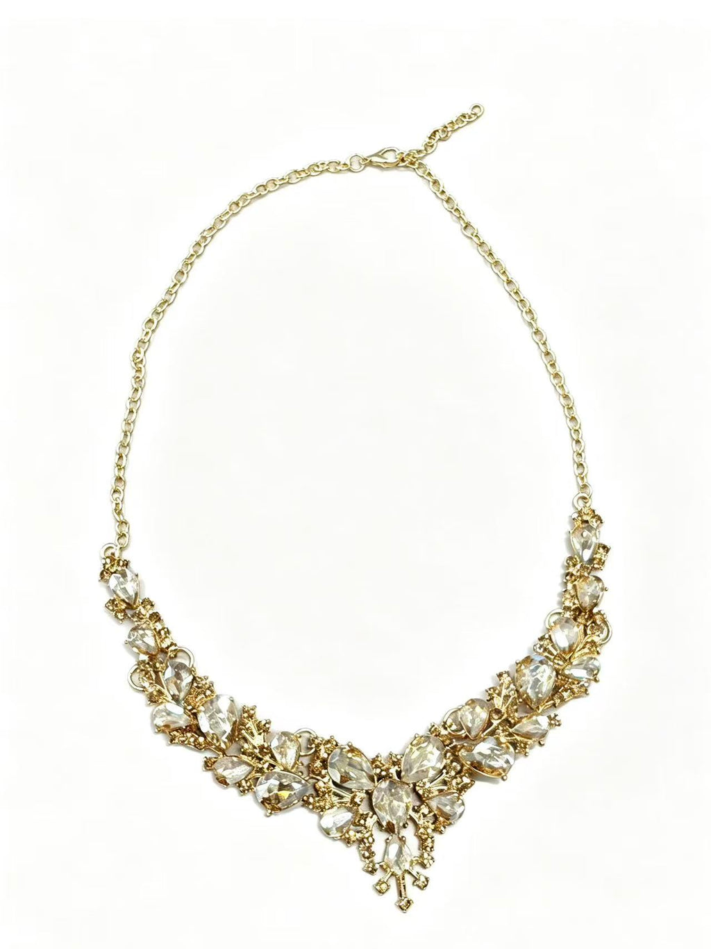 Gold-Tone Crystal Floral Drop Necklace & Earrings Set