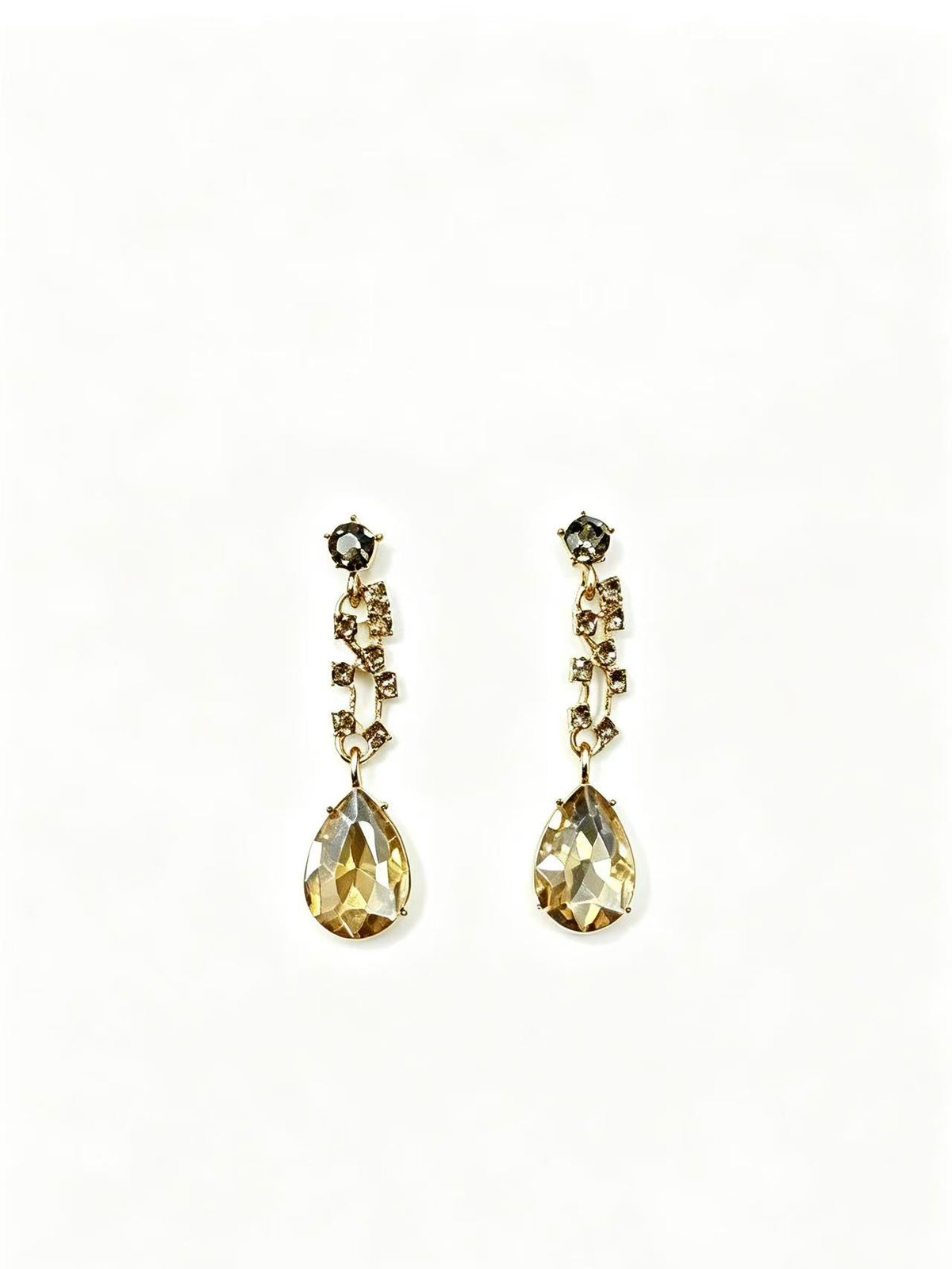 Gold-Tone Crystal Floral Drop Necklace & Earrings Set