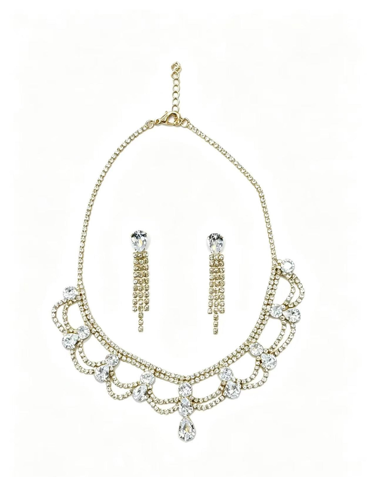 Gold-Tone Circular Detail Necklace & Earrings Set